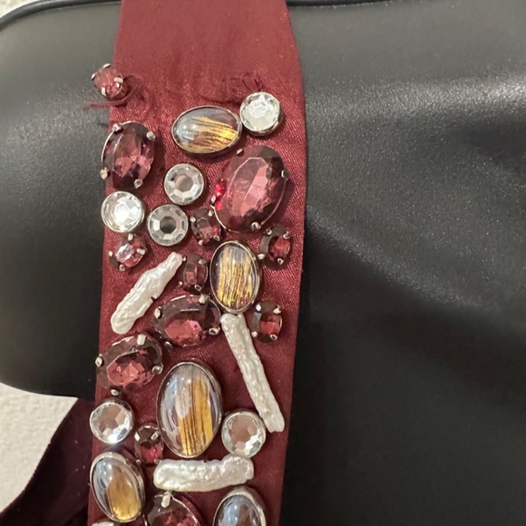 NEW Carmen Marc Valvo | Metallic Beaded Jewels BANDAGE Dress | Burgundy | Neiman - Picture 5 of 15